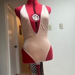 Tan ris-k swim suit low V cut medium